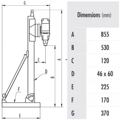 Marteau Piqueur, Démolisseur Et Carotteuse Burineur Carotteuse à Eau Eibenstock DB200GR Avec Bâti - Ø 200 Mm 230 V 2,5 KW
