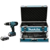 Visseuse Perceuse à Percussion Sans Fil Perceuse Visseuse à Percussion 18V 1.3 Ah Coffret Alu Accessoires Makita HP457DWEX4
