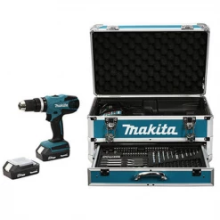 Visseuse Perceuse à Percussion Sans Fil Perceuse Visseuse à Percussion 18V 1.3 Ah Coffret Alu Accessoires Makita HP457DWEX4