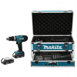 Visseuse Perceuse à Percussion Sans Fil Perceuse Visseuse à Percussion 18V 1.3 Ah Coffret Alu Accessoires Makita HP457DWEX4 -Électroportatif et pneumatique Soldes p183363