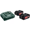 Kit De Démarrage : Batterie + Chargeur Pack De 2 Batteries Li-Power 18 V/4,0 AH Et Chargeur ASC 55 Metabo 685050000