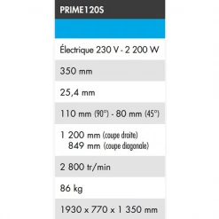 Diam Industries Scie Circulaire Carrelage Scie Table Coupe Carreaux XXL PRIME120S 230V 2,2 KW Disque Ø 350 Mm -Électroportatif et pneumatique Soldes prime 120s 1